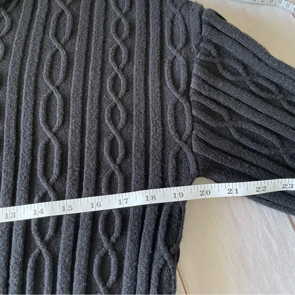 Cloth by Design Cozy Cable Knit Sweater Hoodie Womens L Black Cropped Super Soft - Picture 7 of 10